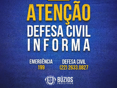 DEFESA CIVIL DE BÚZIOS ALERTA SOBRE PREVISÃO DE TEMPO